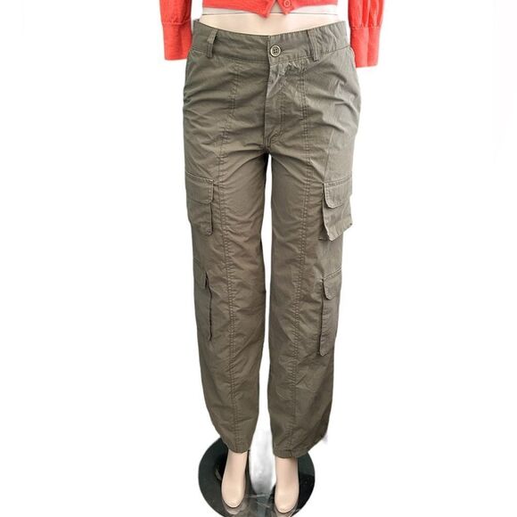Pants - Faded Rose Essentials Multi Pocket Cargo Pants Olive Green Straight Leg Medium